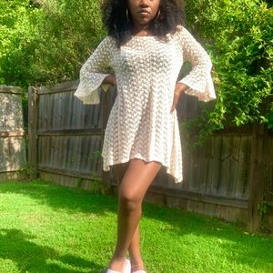 60s Inspired Pink Floral Mesh Dress